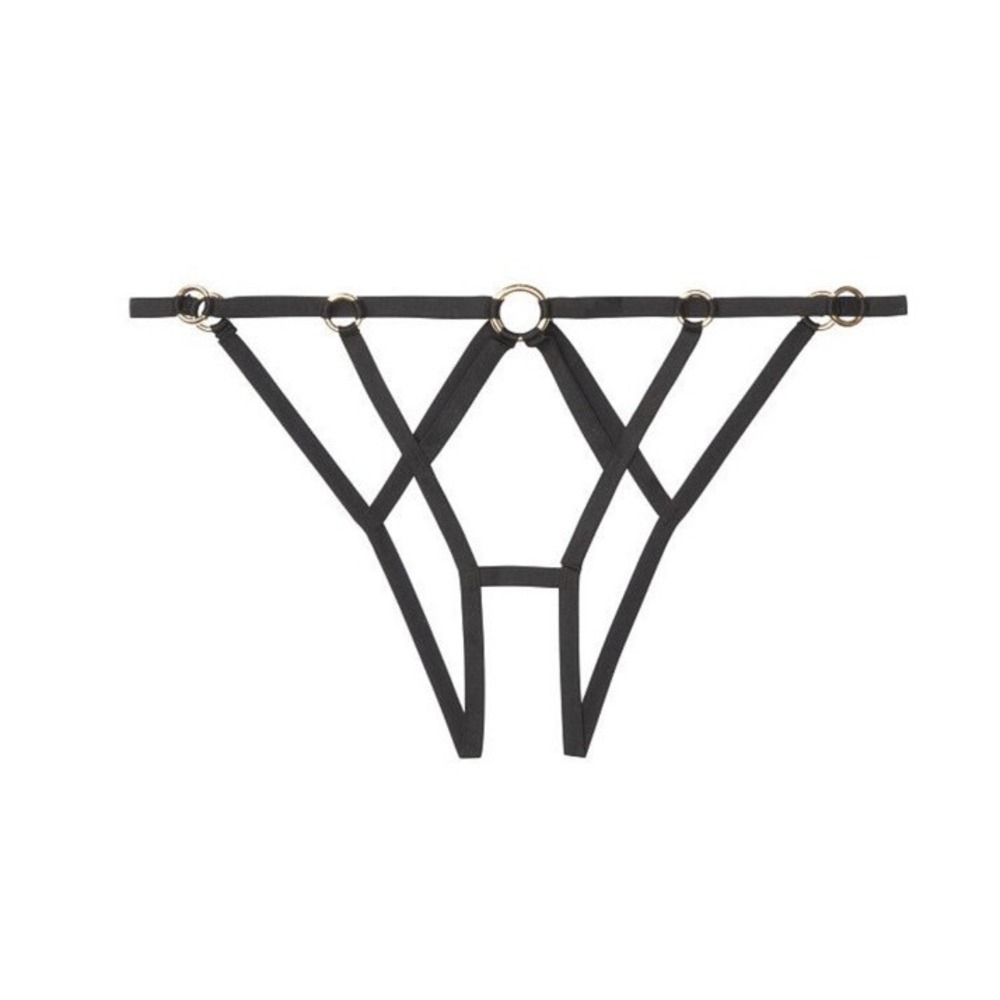 NWOT‎ Victoria's Secret Very Sexy Strappy Cheekini Rings Panty Sz XS - Black